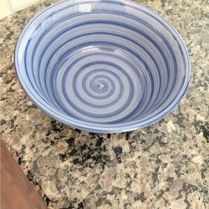 Swirl Hand-Painted Blue Ceramic Bowl